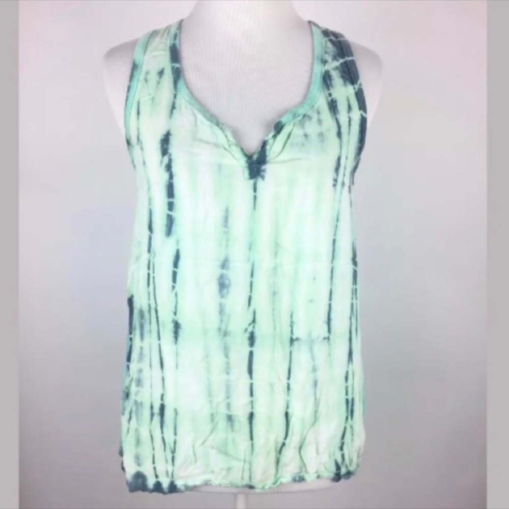 ⛱️Splendid - Green & White Tie Dye Tank Top - S